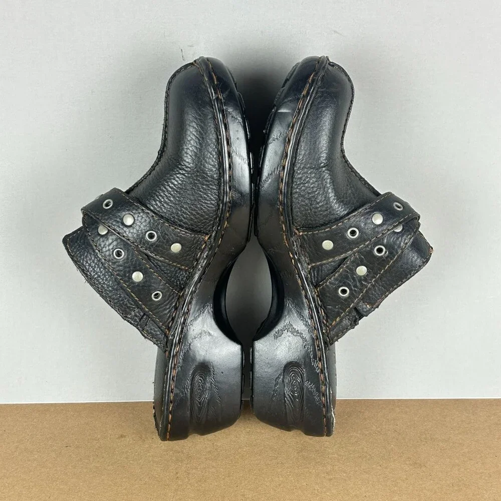 b.o.c. Born Concept Leather Mules Womens 8 Black Buckle Comfort Casual - Picture 7 of 10